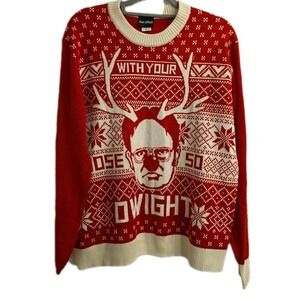 The Office Dwight Schrute Sweater Men L Ugly‎ Christmas Pullover Funny EXCELLENT